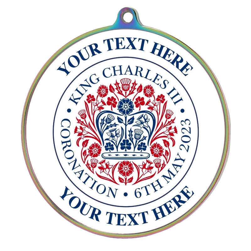 PERSONALISED KING CHARLES CORONATION MEDAL 54MM multicolour