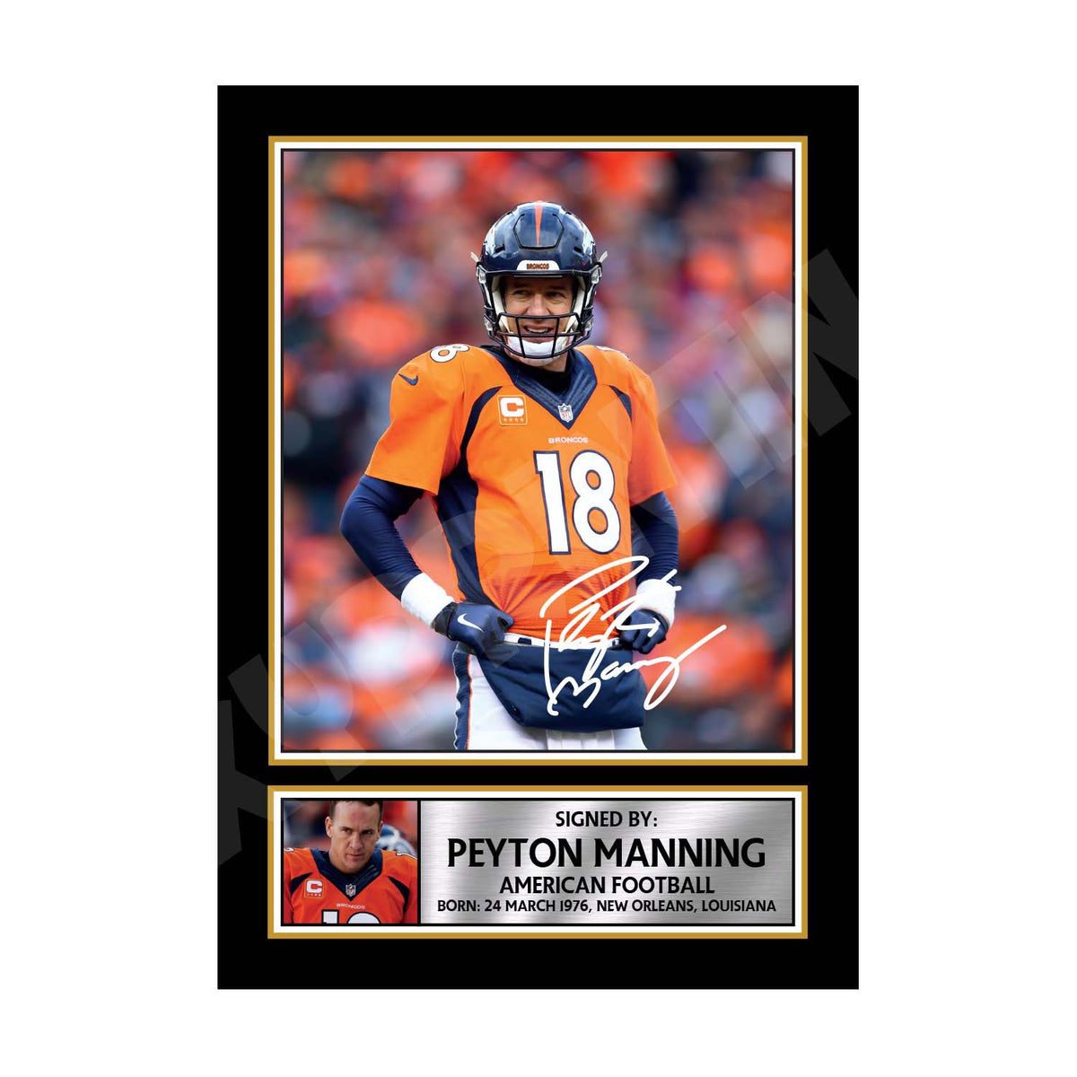 Peyton Manning 2 American Football Printed Signature Print – A1 Print Only