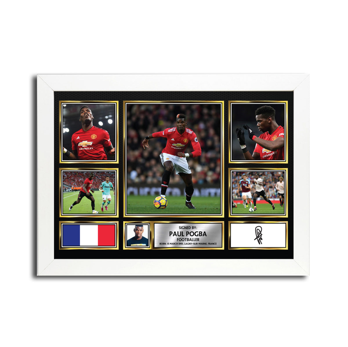 Paul Pogba MC1653 – Black Frame Printed Signature Football Poster – Paul Pogba MC1653
