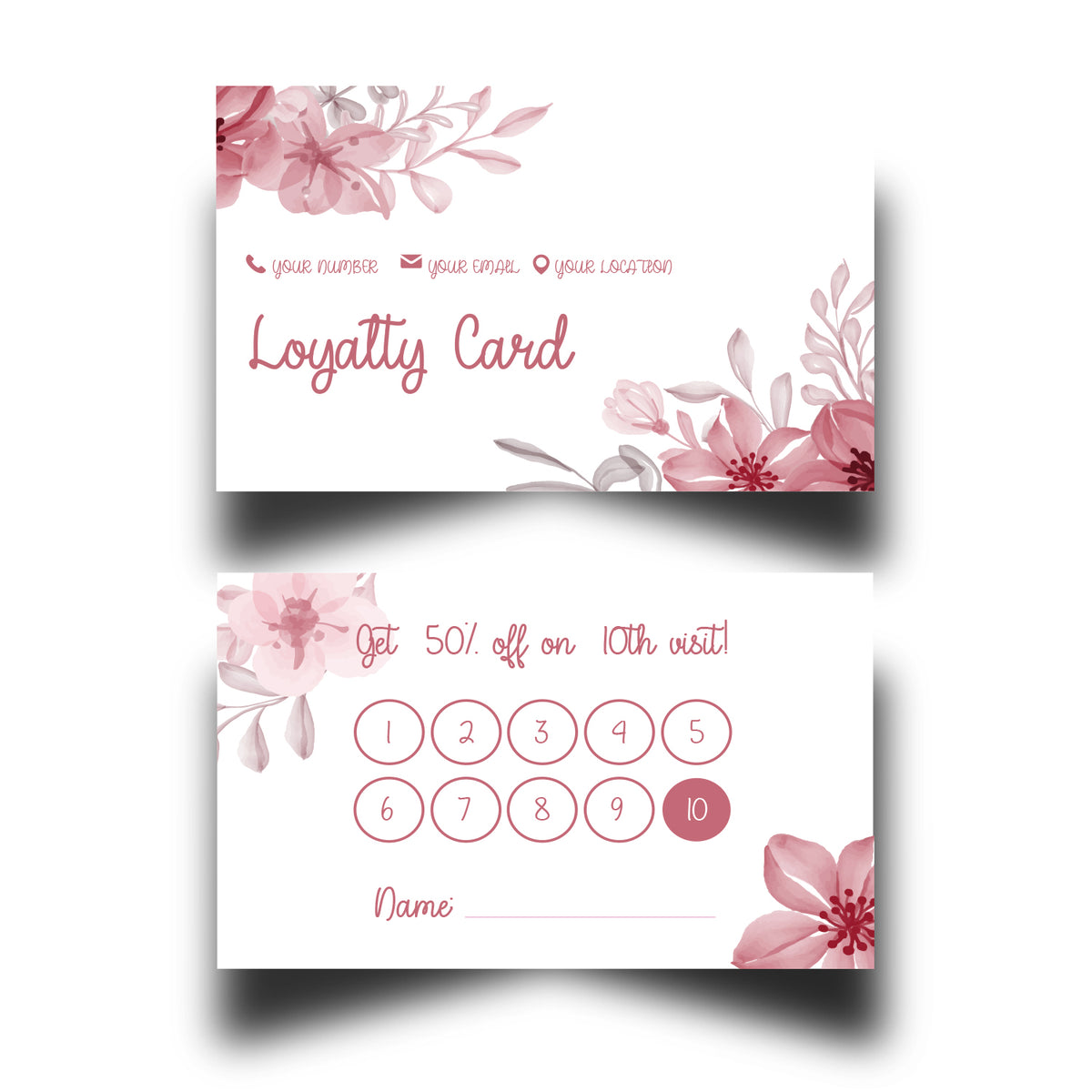 Personalised Floral Themed Loyalty Cards 2