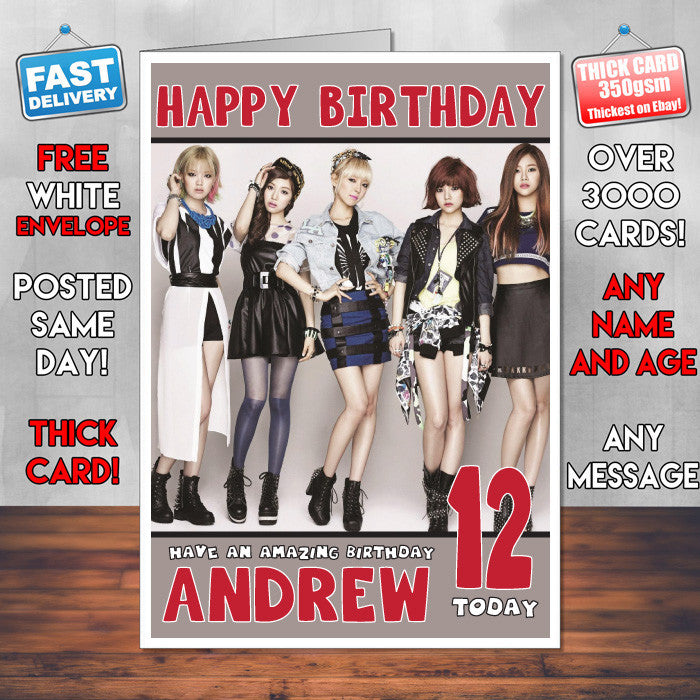 Personalised AOA Rock Pop Dance Celebrity Inspired Style Birthday Card (SA)