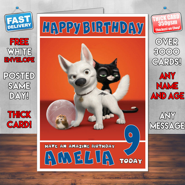 Personalised A Bolt Style Inspired Cartoon Birthday Card (SA)