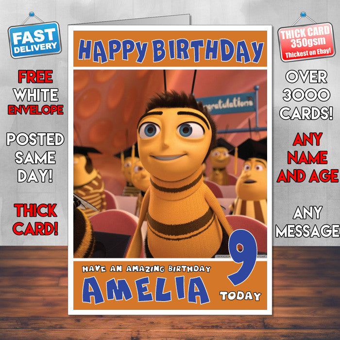 Personalised Adam Flayman And Barry Benson Style Inspired Cartoon Birthday Card (SA) β Personalised Adam Flayman And Barry Benson Style Inspired Cartoon Birthday Card