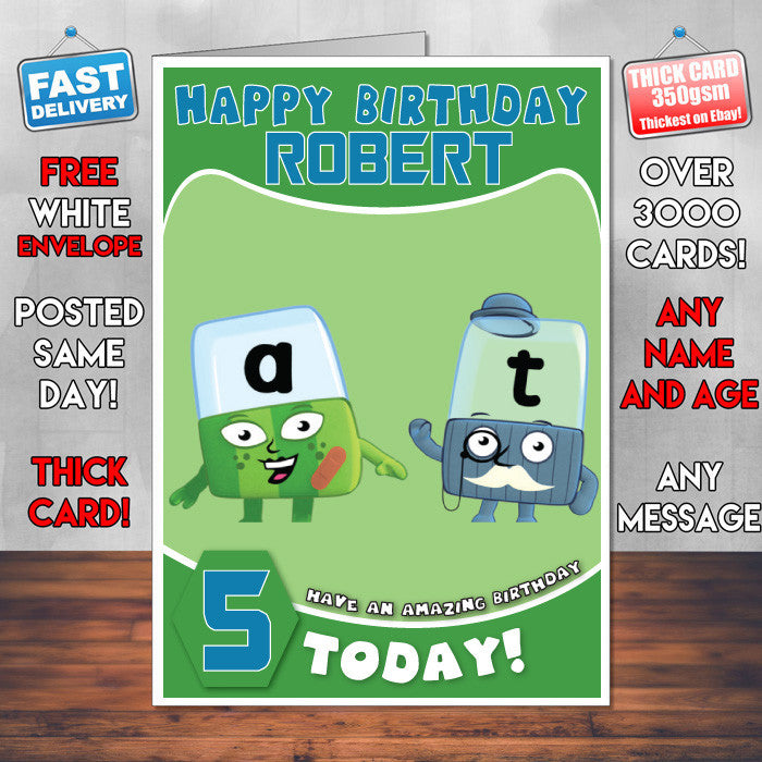 Personalised Alphablocks 3 Style Theme Personalised Kidshows Birthday Card (SA)