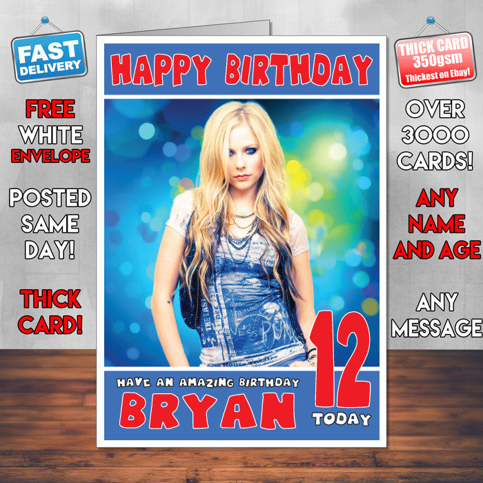 Personalised Avril Lavigne 1 Celebrity Inspired Style Birthday Card (SA)