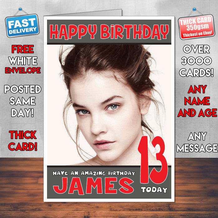 Personalised Barbara Palvin 1 INSPIRED THEME Celebrity Birthday Card (SA) β Personalised Barbara Palvin 1 Inspired Theme Celebrity Birthday Card