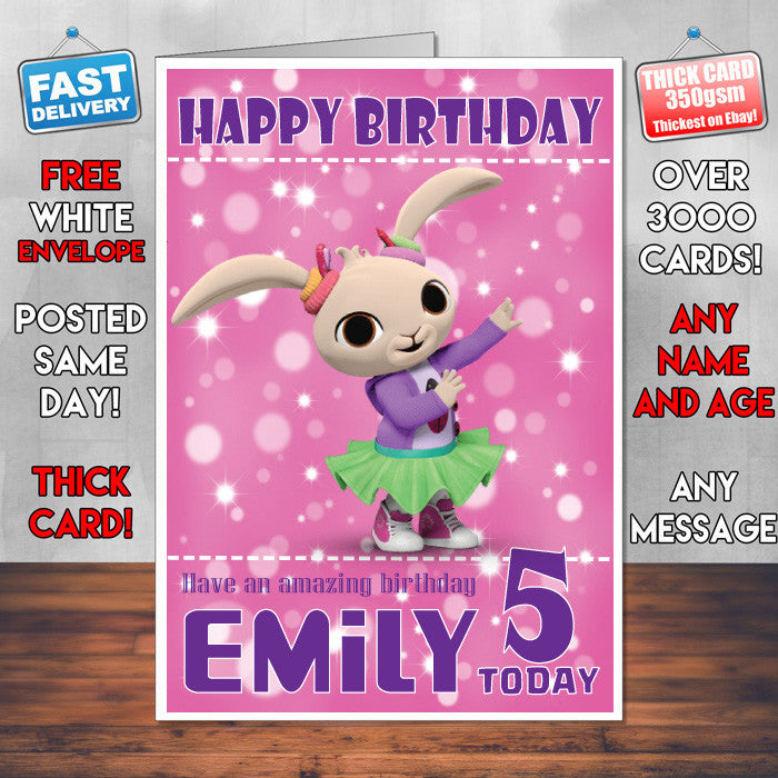 Personalised Bing 6 Style Theme Personalised Kidshows Birthday Card (SA)