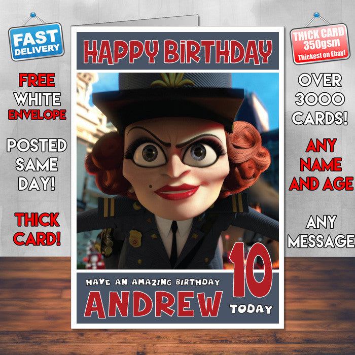 Personalised Captain Chantel Dubois Style Inspired Cartoon Birthday Card (SA)