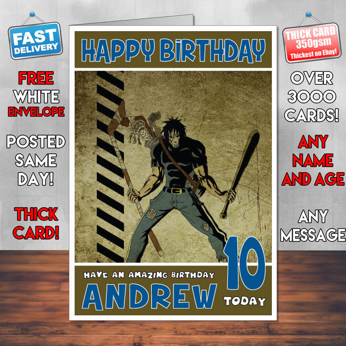 Personalised Casey Jones Style Inspired Cartoon Birthday Card (SA)