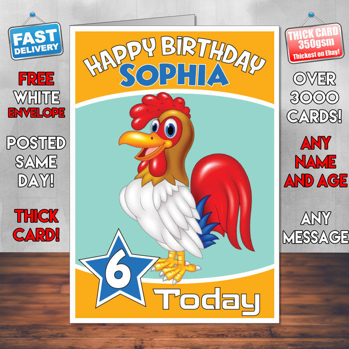 Personalised Cock Character Birthday Card (SA)