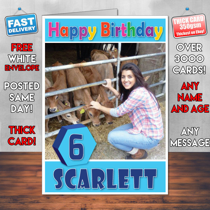 Personalised Down On The Farm 3 Style Theme Personalised Kidshows Birthday Card (SA)