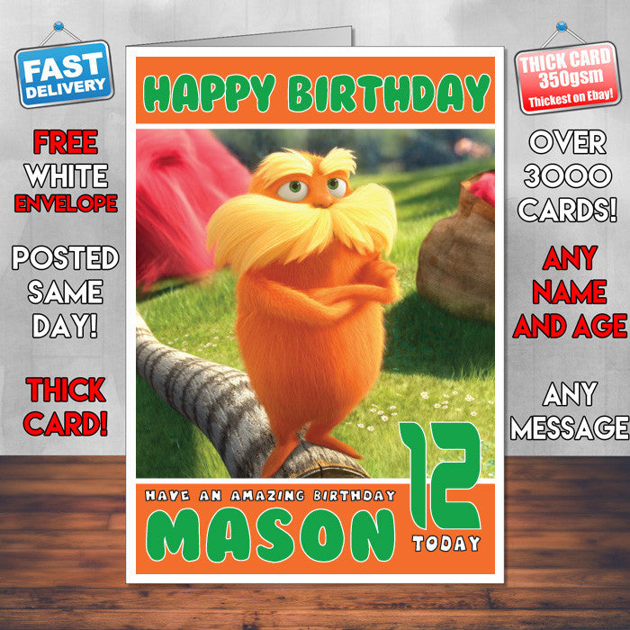 Personalised Dr Seuss Style Inspired Cartoon Birthday Card (SA)