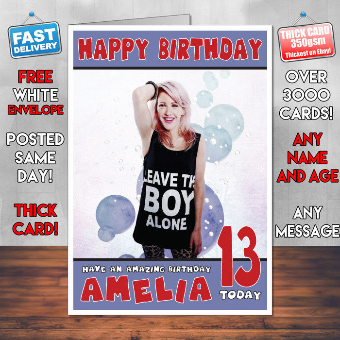 Personalised Ellie Goulding Celebrity Inspired Style Birthday Card (SA)