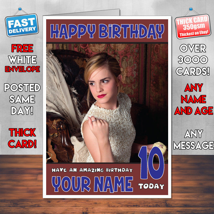 Personalised Emma Watson 8 INSPIRED THEME Celebrity Birthday Card (SA) β Personalised Emma Watson 8 Inspired Theme Celebrity Birthday Card