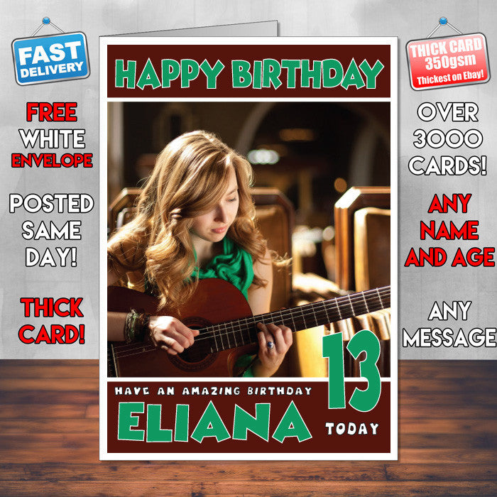 Personalised Girl Guitar Celebrity Inspired Style Birthday Card (SA)