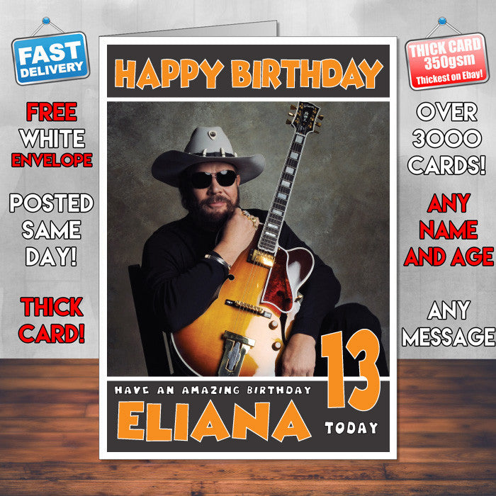 Personalised Hank Williams 1 Celebrity Inspired Style Birthday Card (SA) – Personalised Hank Williams 1 Celebrity Birthday Card