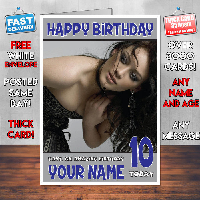 Personalised Hilary Duff 5 INSPIRED THEME Celebrity Birthday Card (SA) – Personalised Hilary Duff 5 Inspired Theme Celebrity Birthday Card