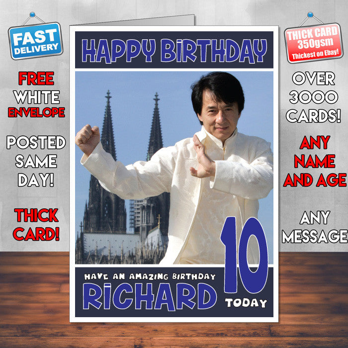 Personalised Jackie Chan INSPIRED THEME Celebrity Birthday Card (SA)