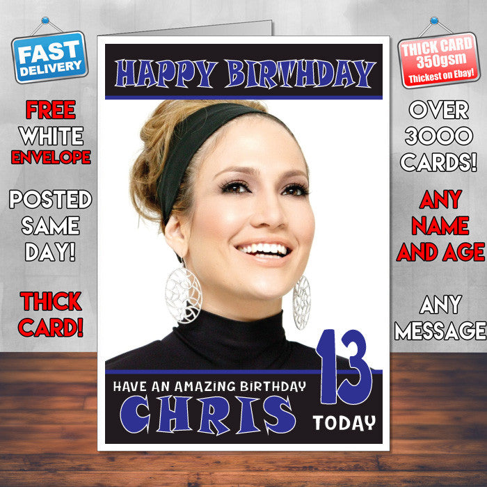 Personalised Jennifer Lopez 1 INSPIRED THEME Celebrity Birthday Card (SA)