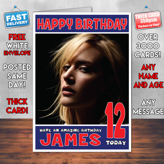 Personalised Kate Winslet 1 INSPIRED THEME Celebrity Birthday Card (SA) – Personalised Kate Winslet 1 Inspired Theme Celebrity Birthday Card