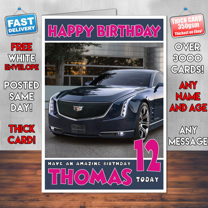 Personalised Kids - Adults - Cadillac-8 Cars Birthday Card (SA) β Personalised Kids - Adults - Cadillac-8 Cars Birthday Card