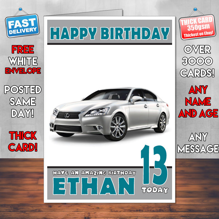 Personalised Kids - Adults - Lexus-17 Cars Birthday Card (SA)