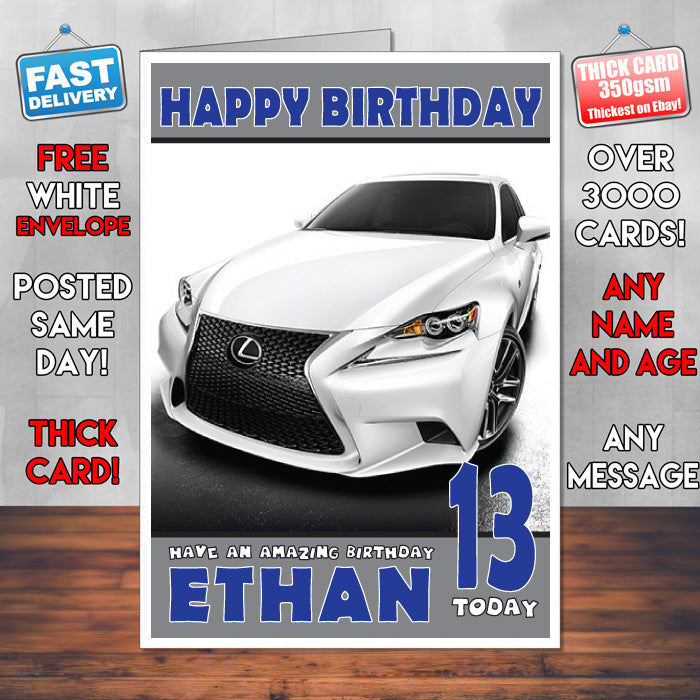 Personalised Kids - Adults - Lexus-1 Cars Birthday Card