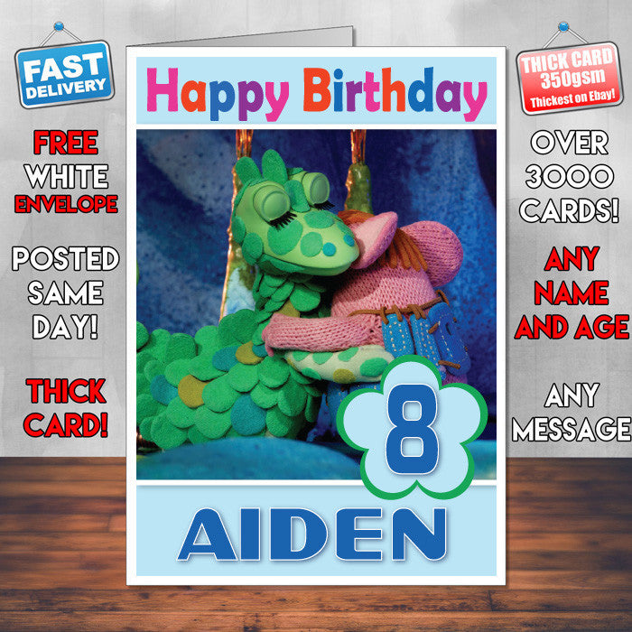 Personalised Kids Inspired Clangers 7 Style Theme Personalised Kidshows Birthday Card (SA)