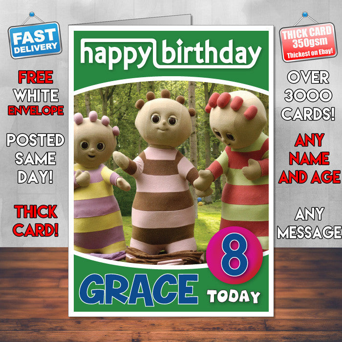 Personalised Kids Inspired In The Night Garden 3 Style Theme Personalised Kidshows Birthday Card (SA)