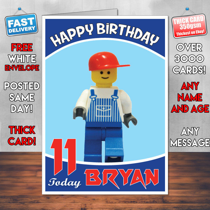 Personalised Kids Inspired LEGO PEOPLE 1 Birthday Card (SA)