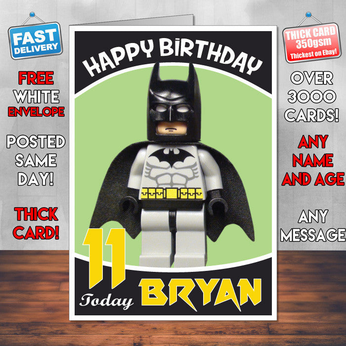 Personalised Kids Inspired LEGO PEOPLE 8 Birthday Card (SA)