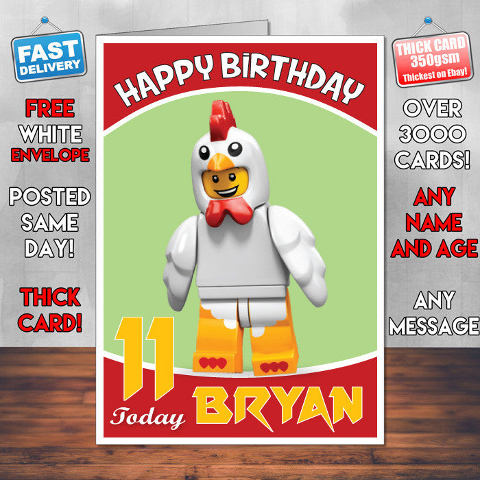 Personalised Kids Inspired LEGO PEOPLE 9 Birthday Card (SA)