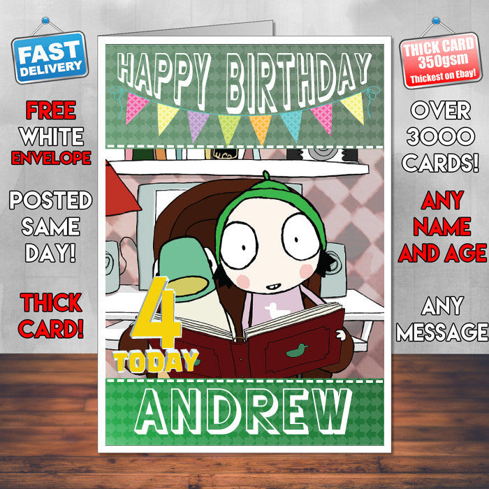 Personalised Kids Inspired Sarah And Duck 1 Style Theme Personalised Kidshows Birthday Card (SA)