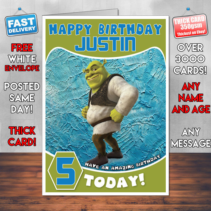 Personalised Kids Inspired Shreck 3d Birthday Card (SA)