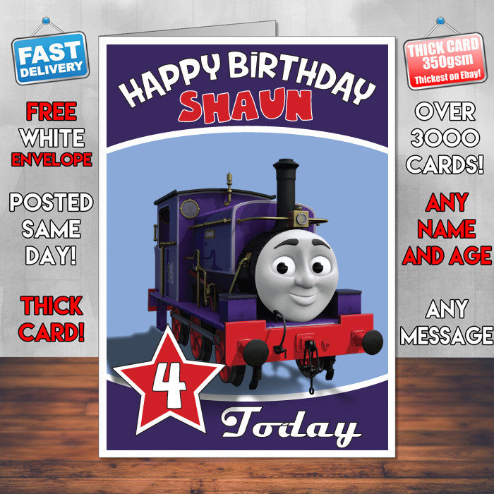 Personalised Kids Inspired THOMAS TANK ENGINE 3 Birthday Card (SA) – Personalised Thomas Tank Engine 3 Birthday Card