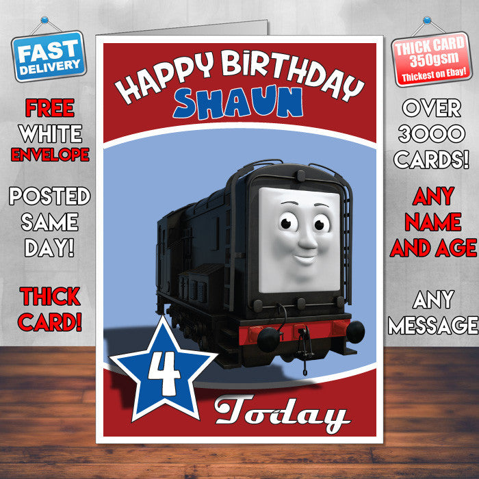 Personalised Kids Inspired THOMAS TANK ENGINE 5 Birthday Card (SA)