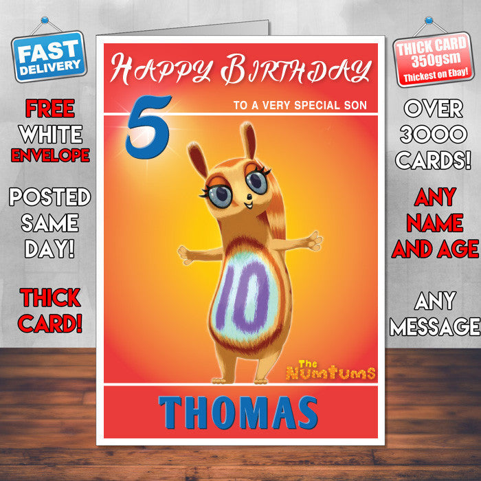 Personalised Kids Inspired The Numtums 10 Kidshows Birthday Cards (SA)