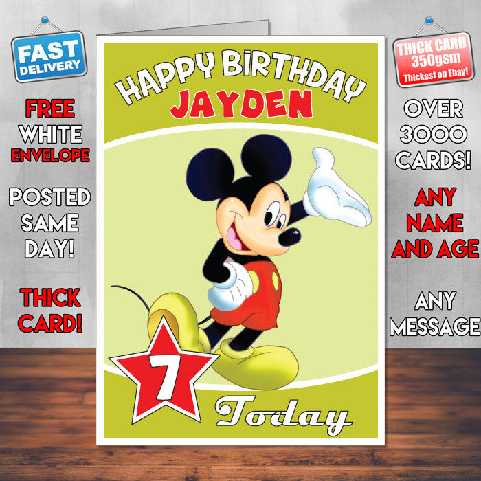 Personalised Micky Mouse 4 Birthday Card (SA)