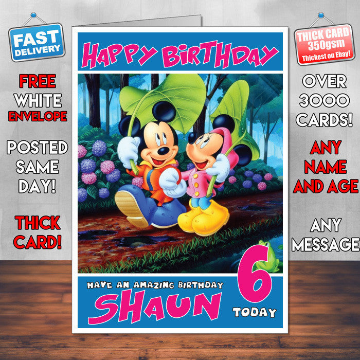 Personalised Minnie Mouse Style Inspired Cartoon Birthday Card (SA)
