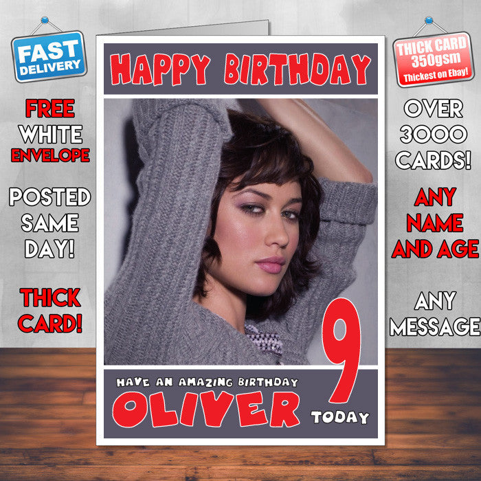 Personalised Olga Kurylenko 2 INSPIRED THEME Celebrity Birthday Card (SA) β Personalised Olga Kurylenko 2 Inspired Theme Celebrity Birthday Card