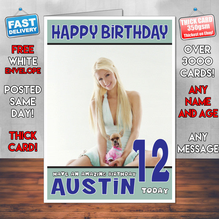 Personalised Paeis Hilton INSPIRED THEME Celebrity Birthday Card (SA)