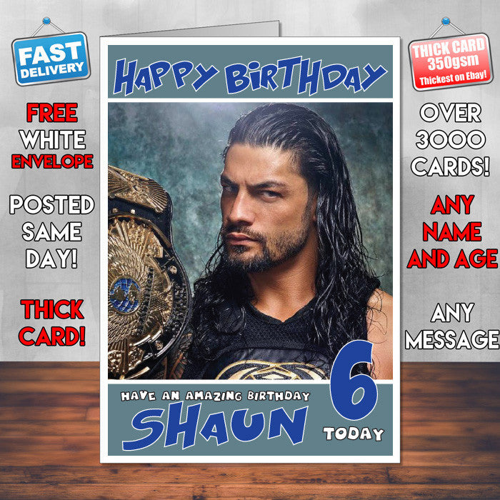 Personalised Roman Reigns 1 WWE Inspired Style Birthday Card (SA)