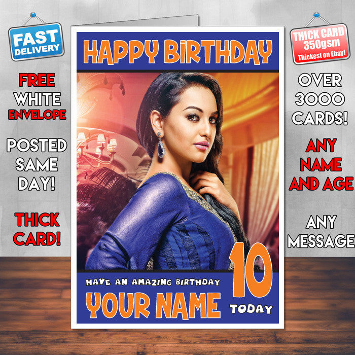 Personalised Sonakshi Sinha 3 Celebrity Inspired Style Birthday Card (SA)