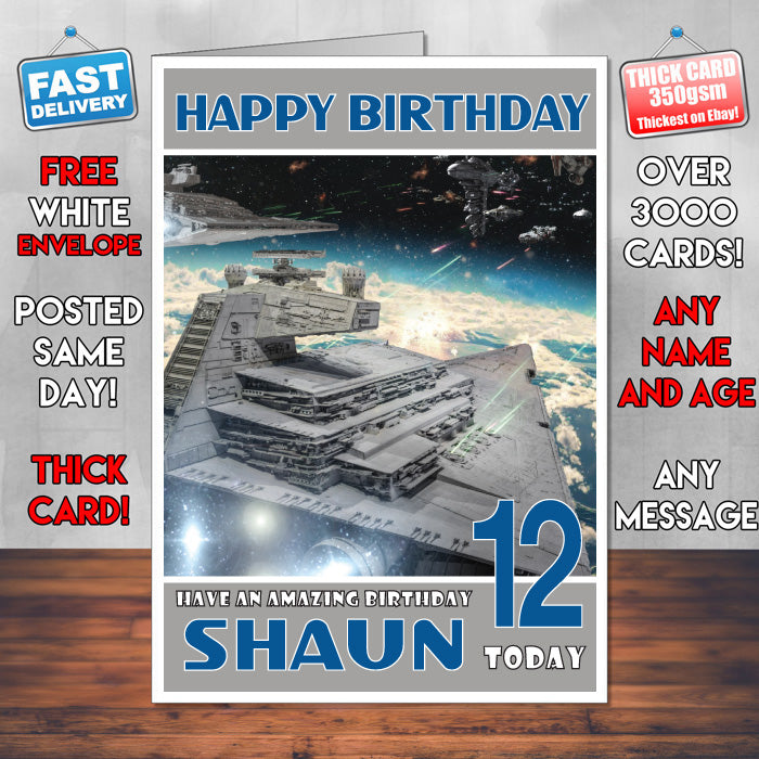 Personalised Star Destroyer 2 Inspired Theme Movie Birthday Card