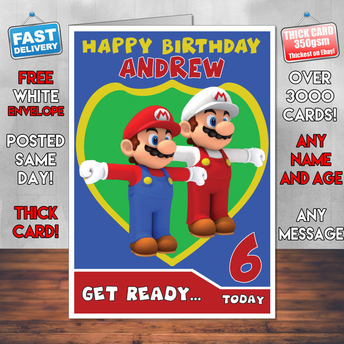 Personalised Super Mario 6 Birthday Card (SA)