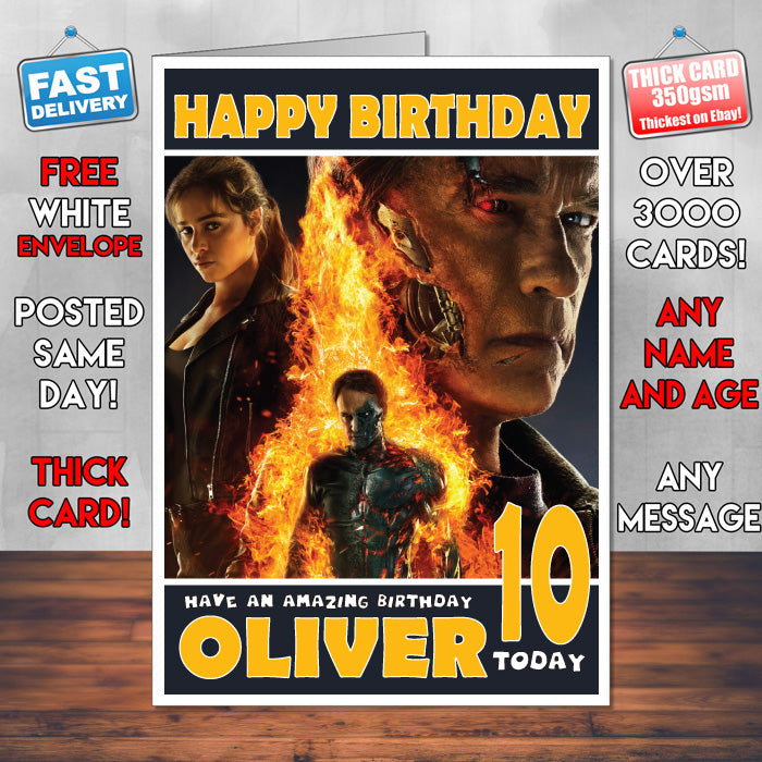 Personalised Terminator Genisys 2 Inspired Theme Movie Birthday Card