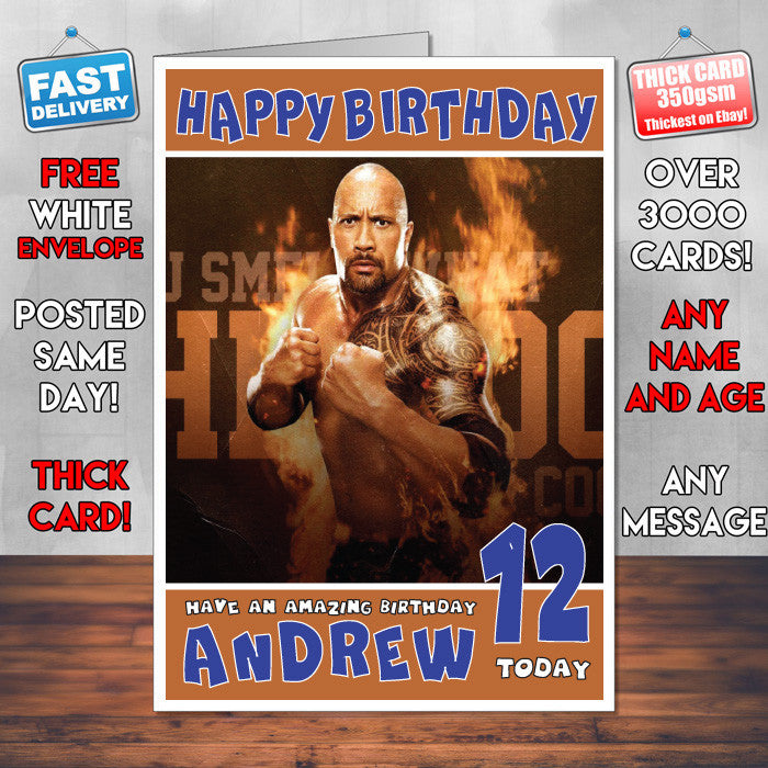 Personalised The Rock 2 WWE Inspired Style Birthday Card (SA)