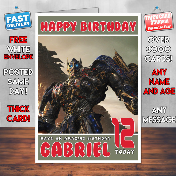 Personalised Transformers Age of Extinction 3 Inspired Theme Movie Birthday Card