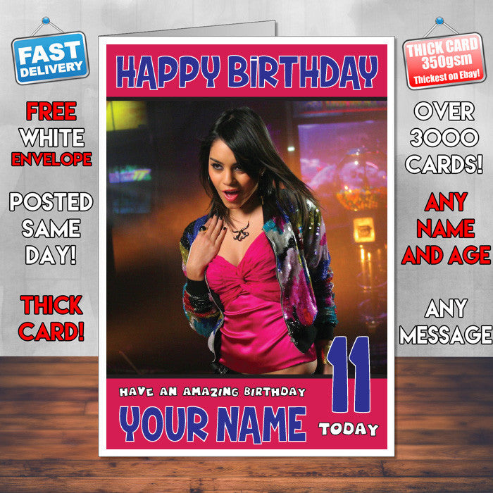 Personalised Vanessa Hudgens 4 Celebrity Inspired Style Birthday Card (SA) – Personalised Vanessa Hudgens 4 Celebrity Birthday Card