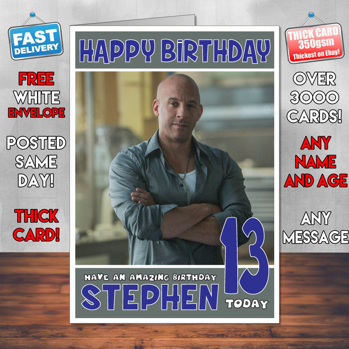 Personalised Vin Diesel 1 Celebrity Inspired Style Birthday Card (SA)